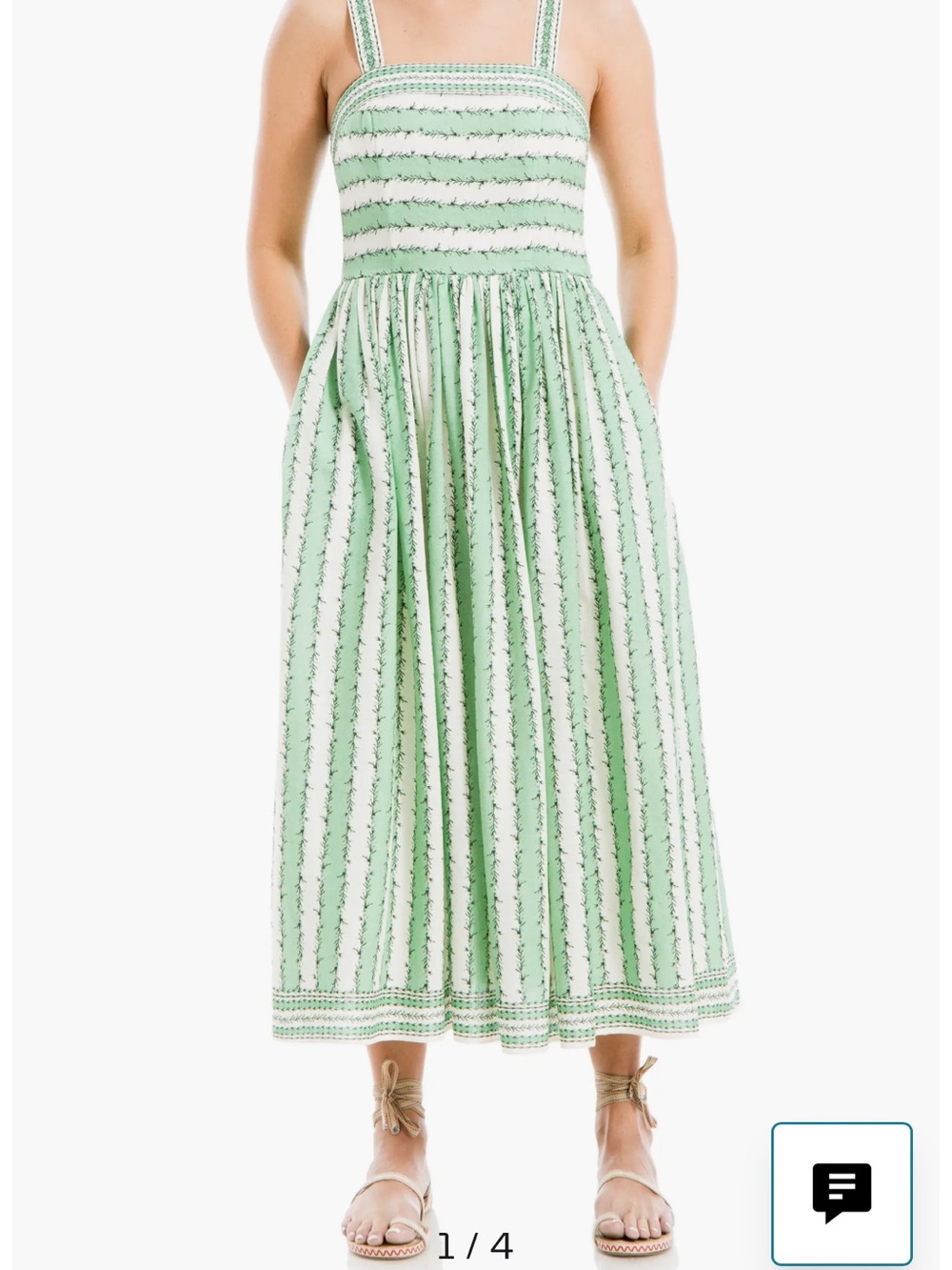 Max Studio Mint Green & White Striped Midi Dress